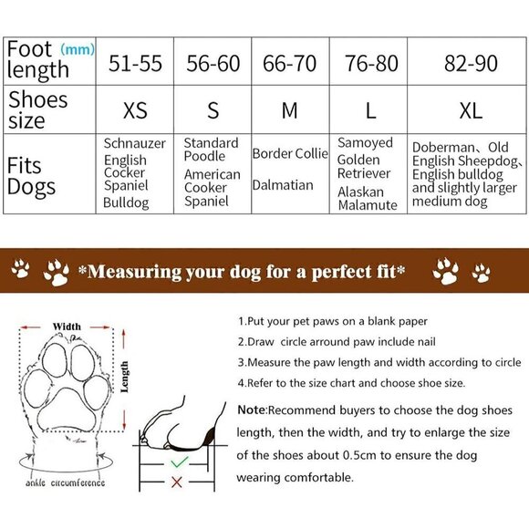 URBEST Dog Shoes, Waterproof Dog Boots, Warm Lining Nonslip Rubber Sole, Size XS - Picture 8 of 8